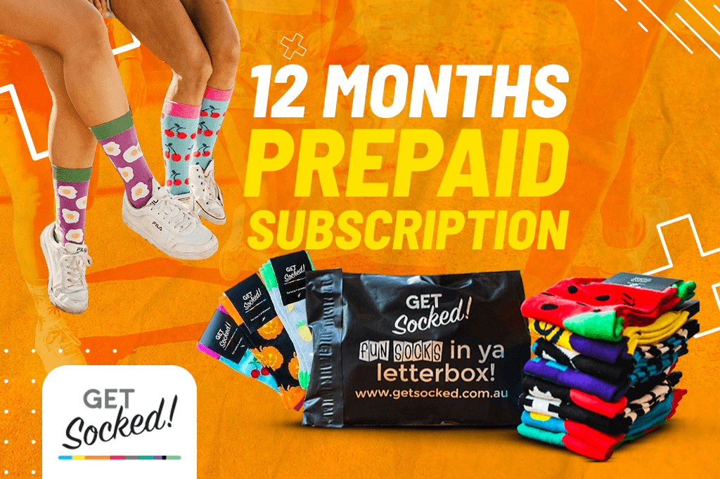 12 Month Sock Subscription (PrePaid), GetSocked!