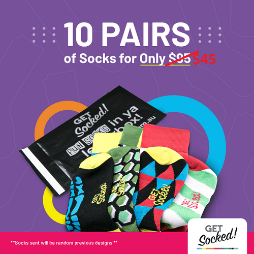 10 Pack Mystery Bamboo Socks, Perfect Gift Pack - GetSocked GetSocked!