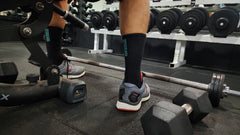 Gym Socks - Black with Blue Writing - Australias #1 Rated Socks GetSocked!