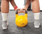 Gym Socks - White with Yellow Writing - Australias #1 Rated Socks GetSocked!