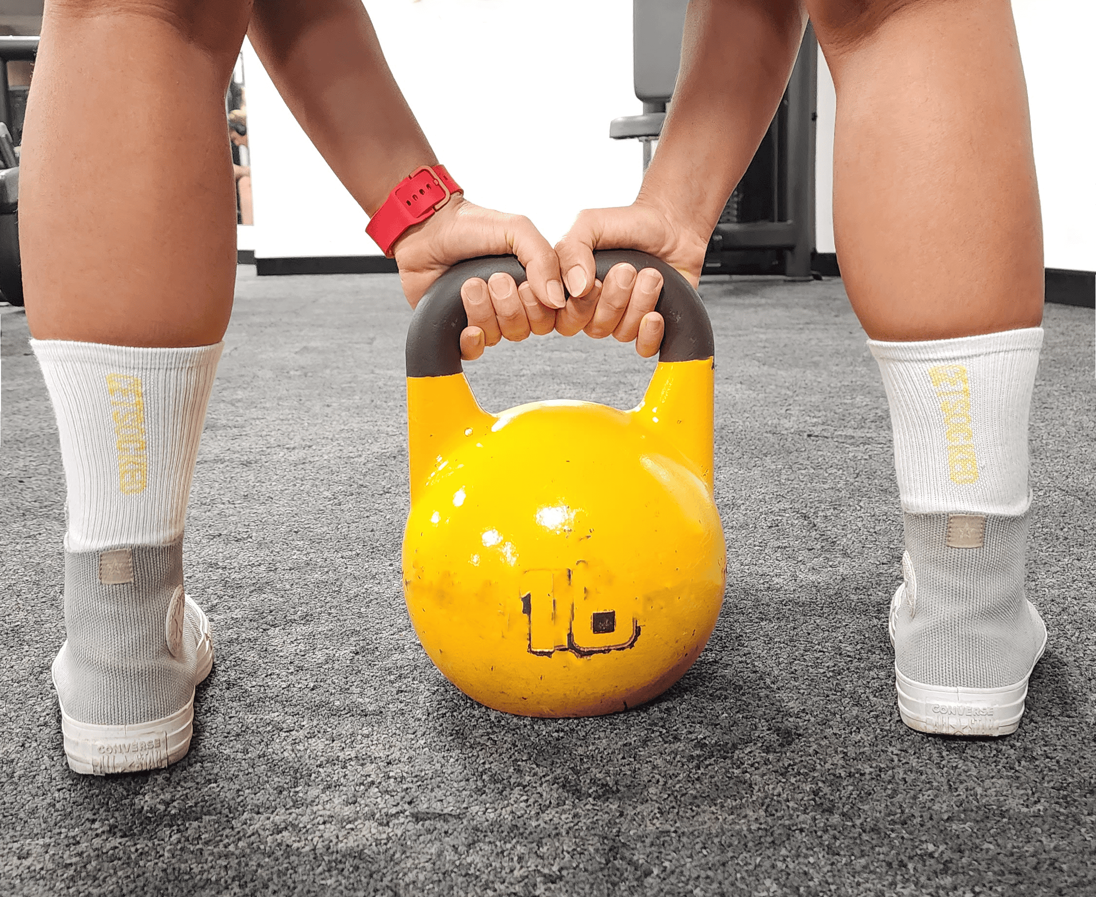 Gym Socks - White with Yellow Writing - Australias #1 Rated Socks GetSocked!