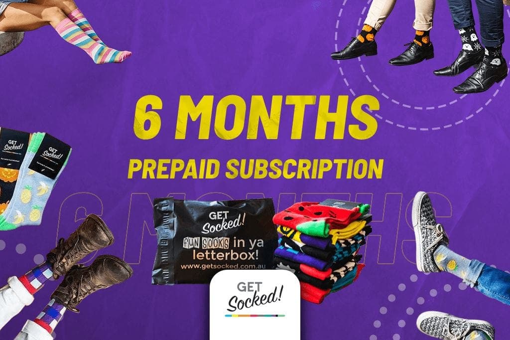 6 Month Sock Subscription (PrePaid), Perfect Gift Pack - GetSocked GetSocked!